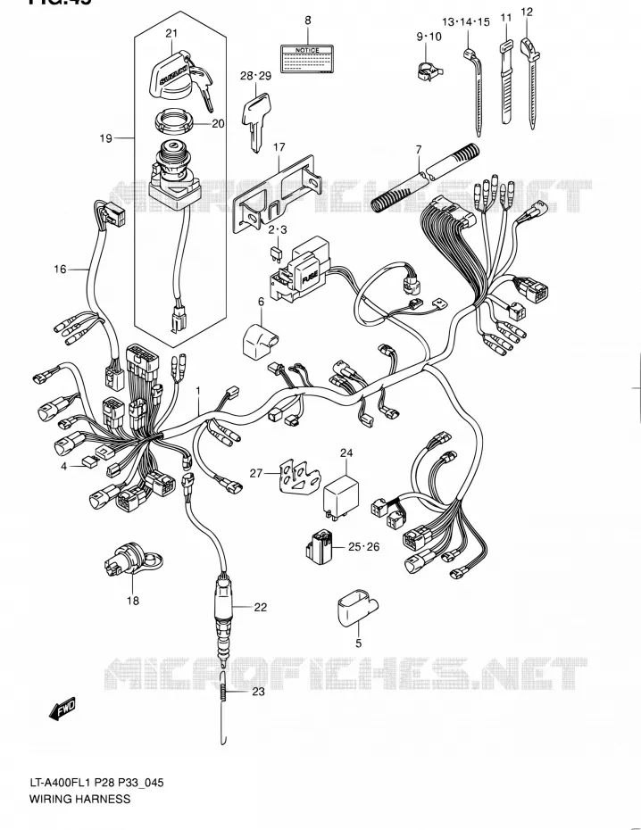 BEDRADING (LT-A400FZL1 P33) Suzuki QUAD 400 KINGQUAD 2011  LT-A400F L1/LT-A400FZ L1 (P03,P28,P33)