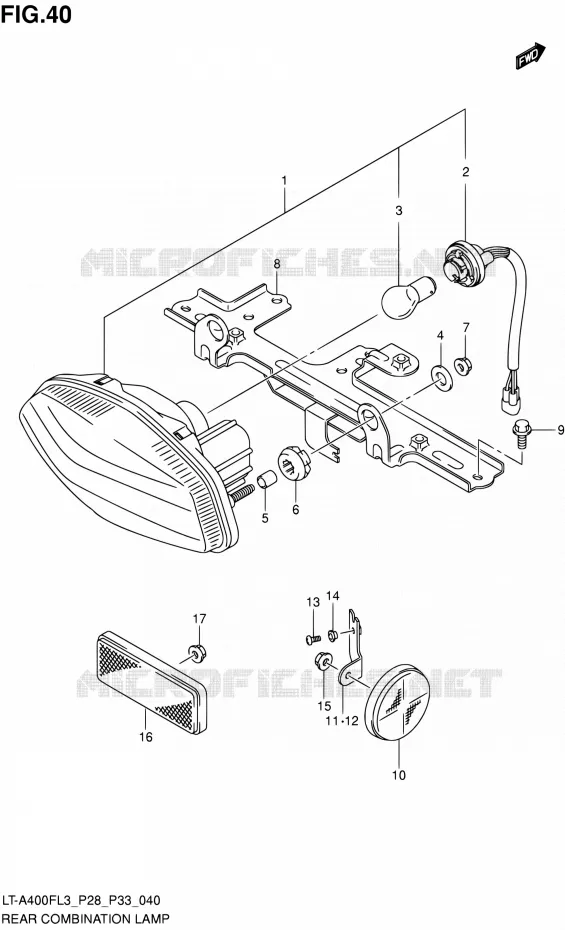 TAIL LIGHT ASSY (LT-A400FZL3 P28) Suzuki QUAD 400 KINGQUAD 2013  LT-A400F L3/LT-A400FZ L3 (P03,P28,P33)