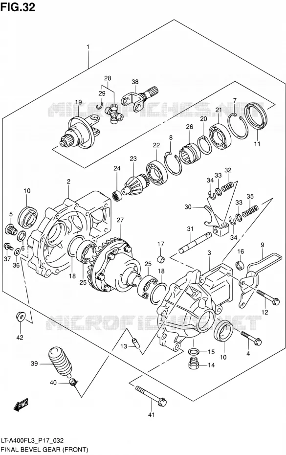 AANDRIJFAS (FRONT) (LT-A400FZL3 P17) Suzuki QUAD 400 KINGQUAD 2015  LT-A400F L3/LT-A400FZ L3 (P17,P24)