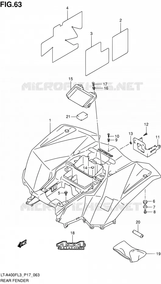 ACHTERSPATBORD (LT-A400FL3 P24) Suzuki QUAD 400 KINGQUAD 2015  LT-A400F L3/LT-A400FZ L3 (P17,P24)