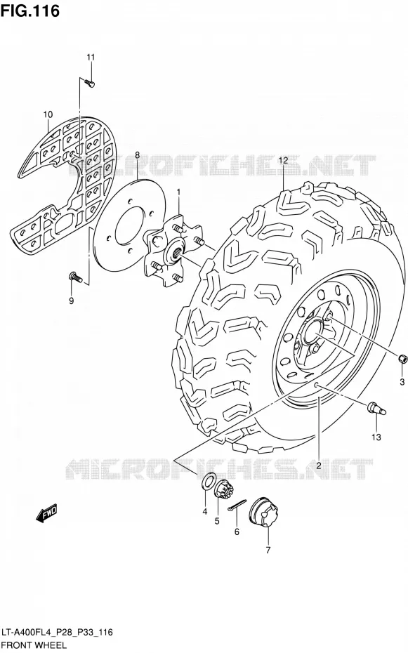 VOORWIEL (LT-A400FL4 P28) Suzuki QUAD 400 KINGQUAD 2014  LT-A400F L4/LT-A400FZ L4 (P03,P28,P33)
