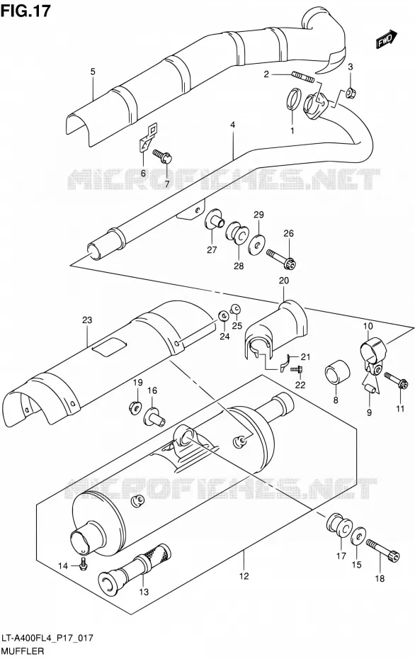 GELUIDDEMPER (LT-A400FL4 P17) Suzuki QUAD 400 KINGQUAD 2014  LT-A400F L4/LT-A400FZ L4 (P17)