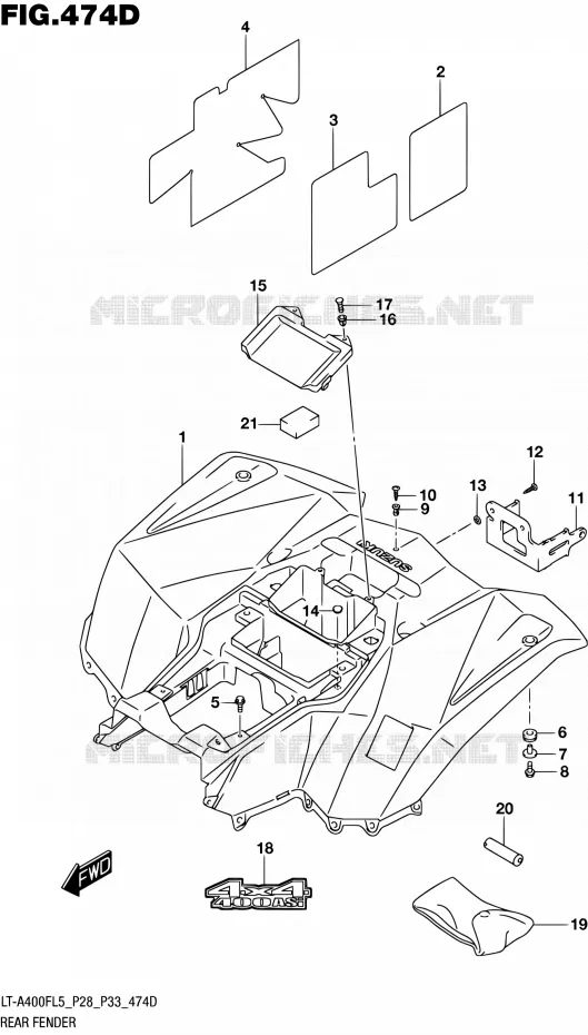 ACHTERSPATBORD (LT-A400FZL5 P33) Suzuki QUAD 400 KINGQUAD 2015  LT-A400F L5/LT-A400FZ L5 (P03,P28,P33)