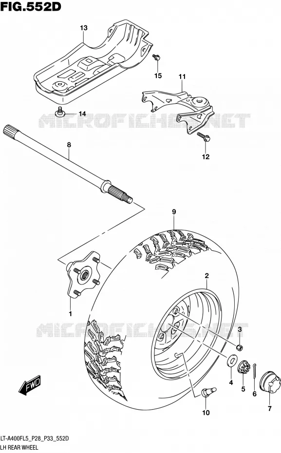 LINKERHAND ACHTERWIEL (LT-A400FZL5 P33) Suzuki QUAD 400 KINGQUAD 2015  LT-A400F L5/LT-A400FZ L5 (P03,P28,P33)