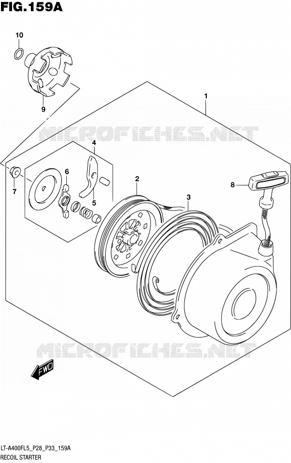 TERUGLOOPSTARTER Suzuki QUAD 400 KINGQUAD 2015  LT-A400F L5/LT-A400FZ L5 (P03,P28,P33)