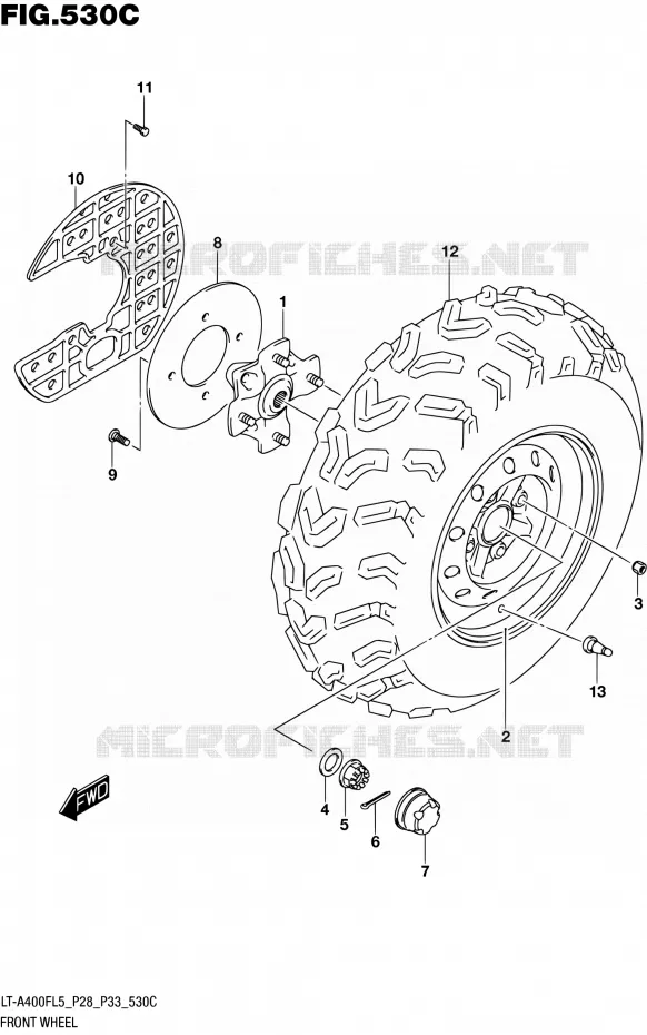 VOORWIEL (LT-A400FZL5 P28) Suzuki QUAD 400 KINGQUAD 2015  LT-A400F L5/LT-A400FZ L5 (P03,P28,P33)