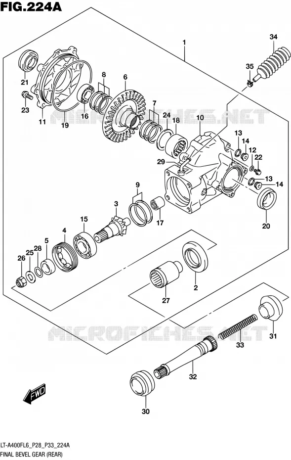 AANDRIJFAS (ARRIERE) Suzuki QUAD 400 KINGQUAD 2016  LT-A400F L6/LT-A400FZ L6 (P03,P28,P33)