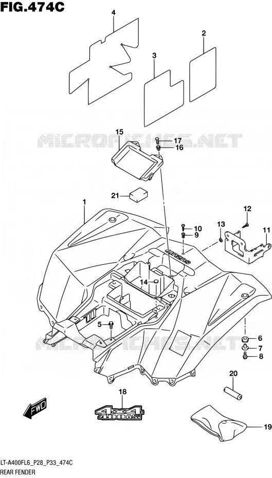 ACHTERSPATBORD (LT-A400FZL6 P33) Suzuki QUAD 400 KINGQUAD 2016  LT-A400F L6/LT-A400FZ L6 (P03,P28,P33)