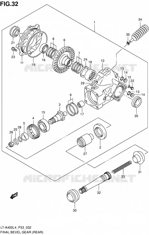 AANDRIJFAS (ARRIERE) Suzuki QUAD 400 KINGQUAD 2014  LT-A400 L4 (P03,P28,P33)