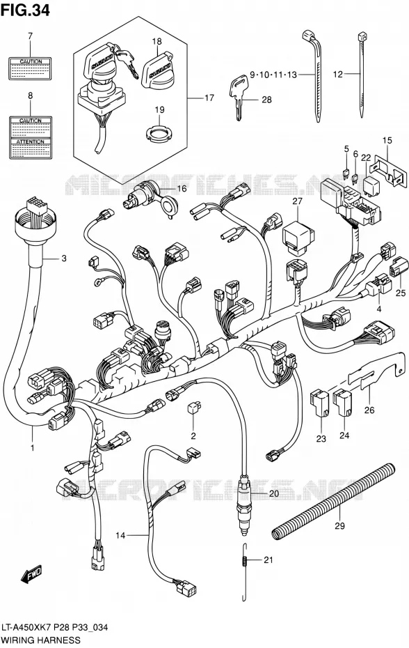 BEDRADING Suzuki QUAD 450 KINGQUAD 2010  LT-A450X L0 (P03,P28,P33)