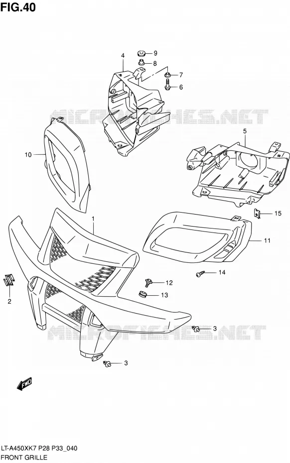 VOORBUMPER - KOPLAMPHUIS Suzuki QUAD 450 KINGQUAD 2010  LT-A450X L0 (P03,P28,P33)