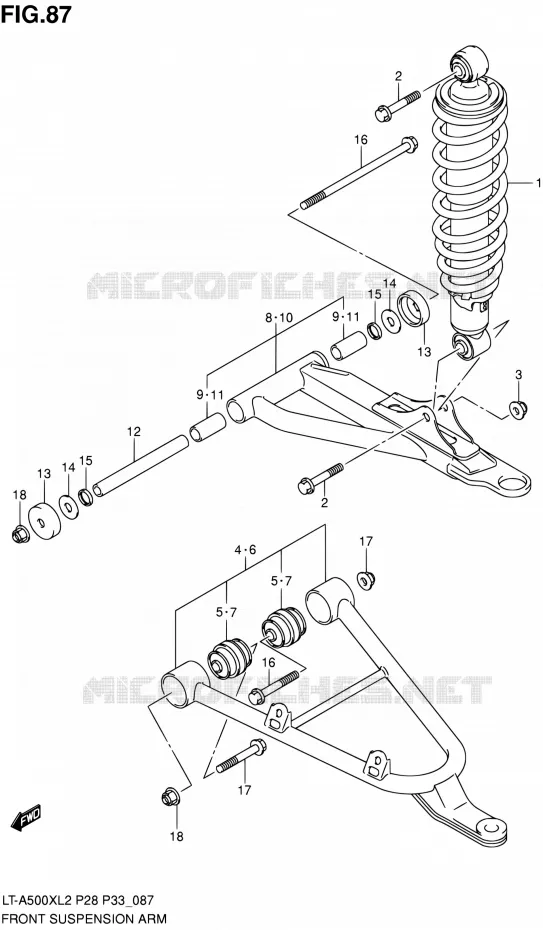 VOORWIELOPHANGING ARM Suzuki QUAD 500 KINGQUAD 2012  LT-A500X L2/LT-A500XZ L2 (P03,P28,P33)