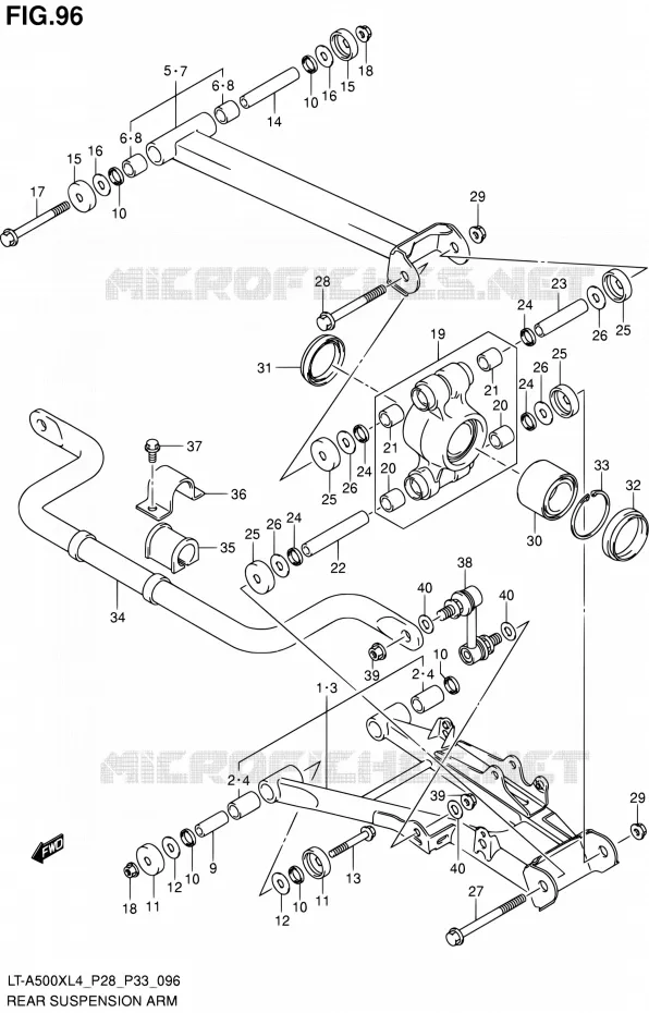 ACHTERWIELOPHANGING ARM Suzuki QUAD 500 KINGQUAD 2014  LT-A500X L4/LT-A500XZ L4 (P03,P28,P33)