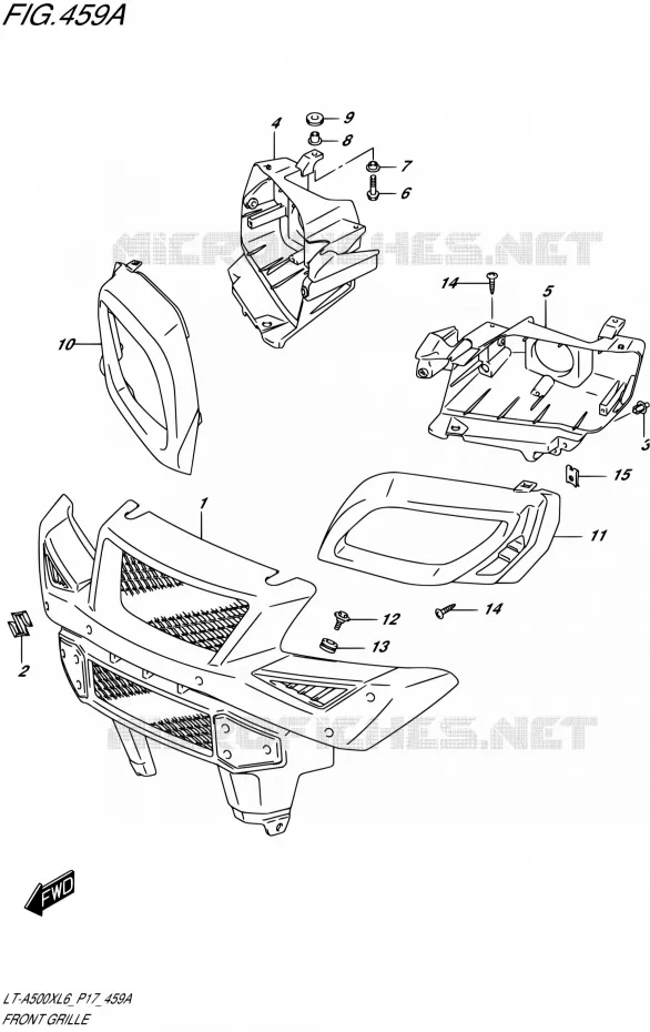 VOORBUMPER - KOPLAMPHUIS Suzuki QUAD 500 KINGQUAD 2016  LT-A500X L6 (P17)