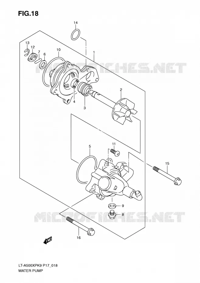 WATERPOMP Suzuki QUAD 500 KINGQUAD 2010  LT-A500XP L0 (P17,P24)