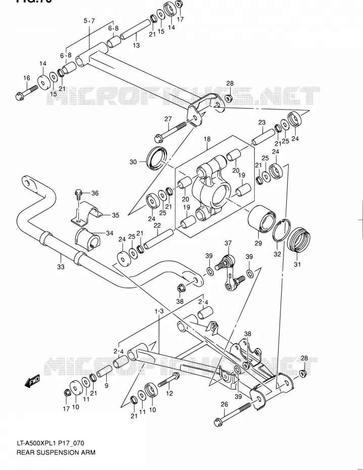 ACHTERWIELOPHANGING ARM Suzuki QUAD 500 KINGQUAD 2011  LT-A500XP L1 (P17,P24)
