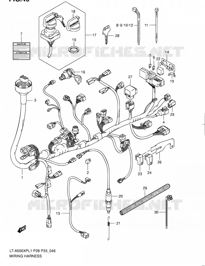BEDRADING (LT-A500XPL1 P28) Suzuki QUAD 500 KINGQUAD 2011  LT-A500XP L1/LT-A500XPZ L1 (P03,P28,P33)