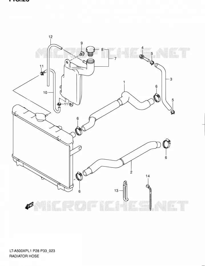 RADIATOR SLANG Suzuki QUAD 500 KINGQUAD 2011  LT-A500XP L1/LT-A500XPZ L1 (P03,P28,P33)
