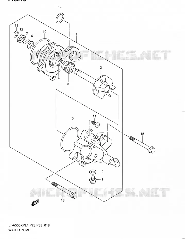 WATERPOMP Suzuki QUAD 500 KINGQUAD 2011  LT-A500XP L1/LT-A500XPZ L1 (P03,P28,P33)