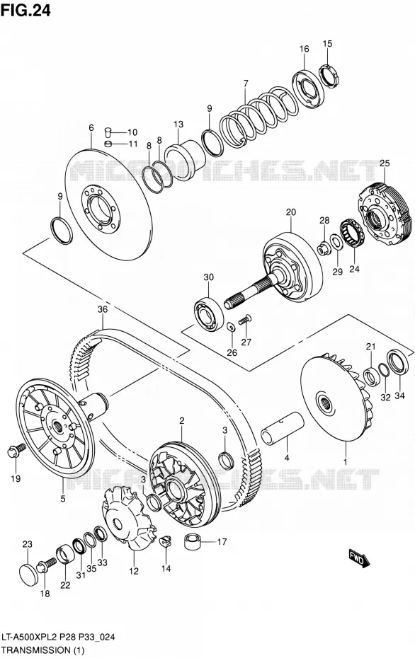 TRANSMISSION (1) Suzuki QUAD 500 KINGQUAD 2012  LT-A500XP L2/LT-A500XPZ L2 (P03,P28,P33)