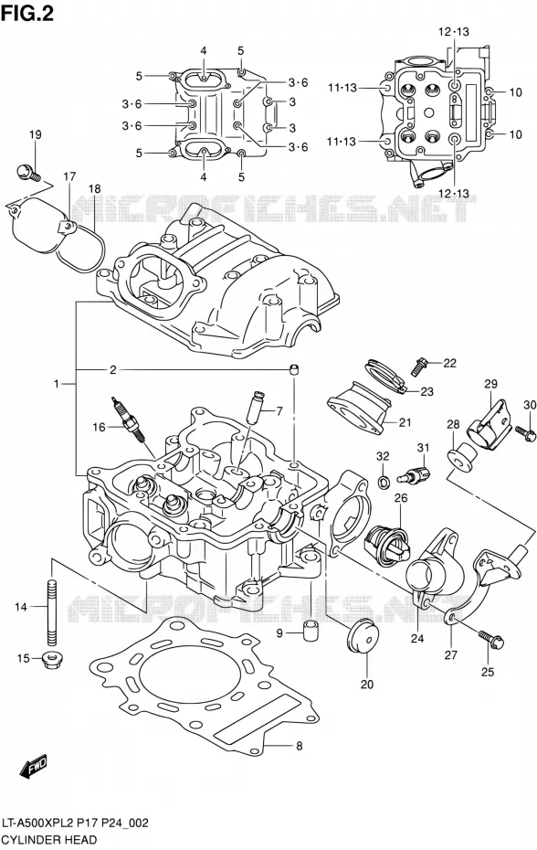 CILINDERKOP Suzuki QUAD 500 KINGQUAD 2012  LT-A500XP L2/LT-A500XPZ L2 (P17,P24)