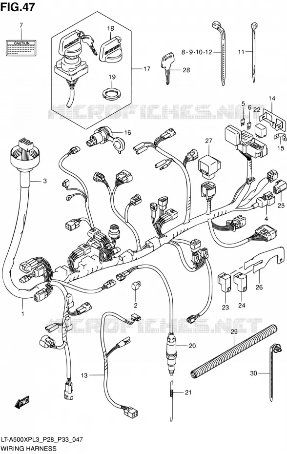 BEDRADING (LT-A500XPL3 P33) Suzuki QUAD 500 KINGQUAD 2013  LT-A500XP L3/LT-A500XPZ L3 (P03,P28,P33)