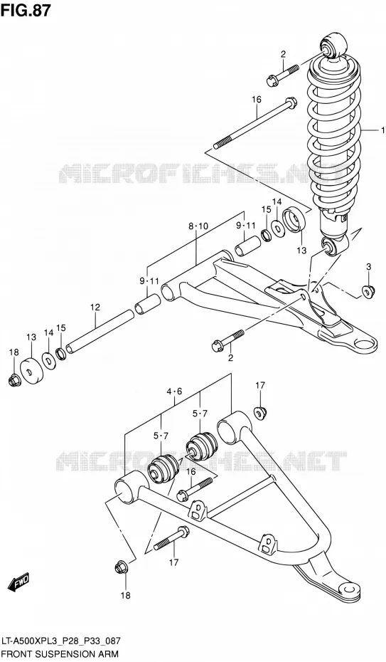 VOORWIELOPHANGING ARM Suzuki QUAD 500 KINGQUAD 2013  LT-A500XP L3/LT-A500XPZ L3 (P03,P28,P33)
