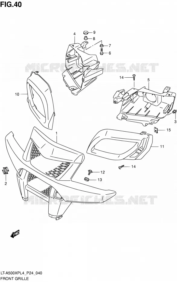 VOORBUMPER - KOPLAMPHUIS Suzuki QUAD 500 KINGQUAD 2014  LT-A500XP L4 (P24)