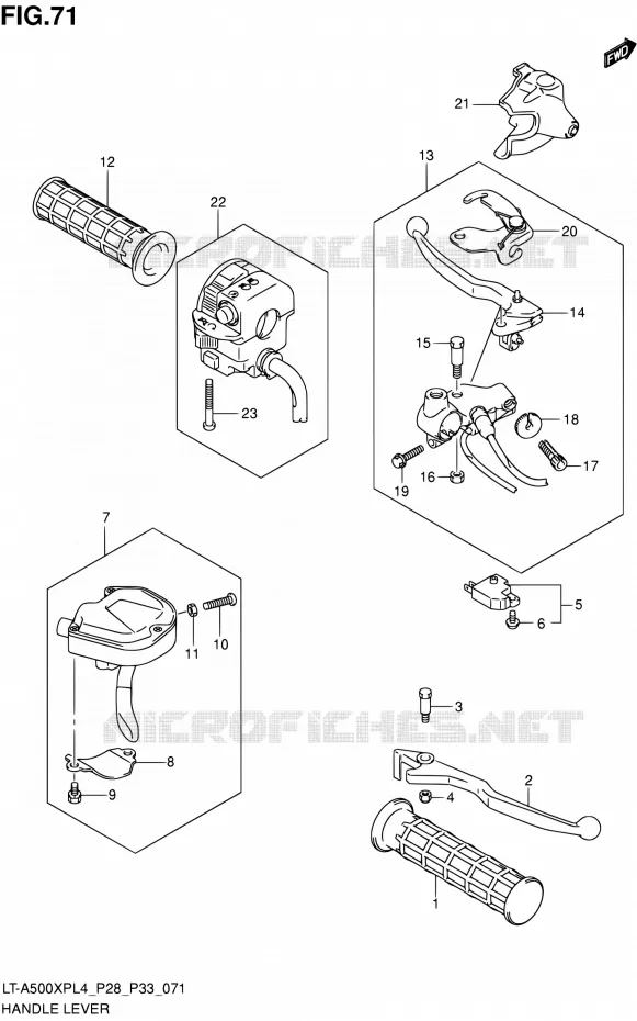 HANDGRIPS - LEVERS Suzuki QUAD 500 KINGQUAD 2014  LT-A500XP L4/LT-A500XPZ L4 (P03,P28,P33)