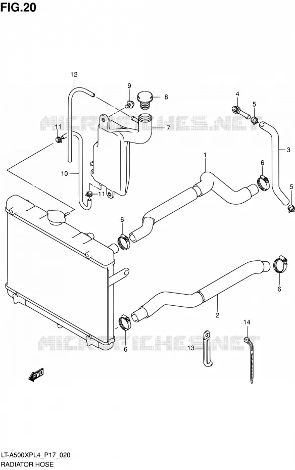 RADIATOR SLANG Suzuki QUAD 500 KINGQUAD 2015  LT-A500XP L4/LT-A500XPZ L4 (P17)