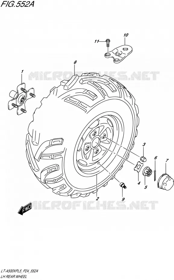 LINKERHAND ACHTERWIEL Suzuki QUAD 500 KINGQUAD 2015  LT-A500XP L5 (P24)