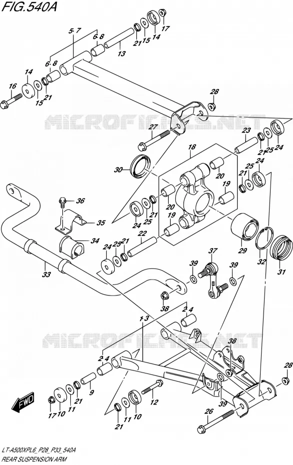 ACHTERWIELOPHANGING ARM Suzuki QUAD 500 KINGQUAD 2016  LT-A500XP L6/LT-A500XPZ L6 (P28,P33)