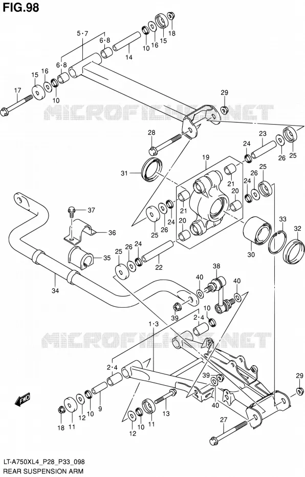ACHTERWIELOPHANGING ARM Suzuki QUAD 750 KINGQUAD 2014  LT-A750X L4/LT-A750XZ L4 (P03,P28,P33)