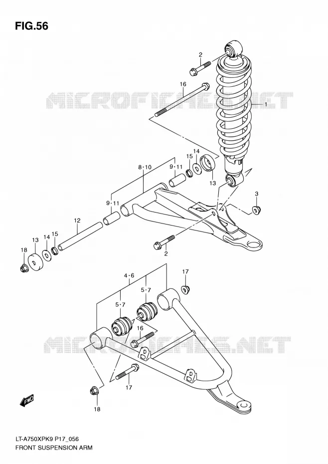 VOORWIELOPHANGING ARM Suzuki QUAD 750 KINGQUAD 2010  LT-A750XP L0 (P17,P24)