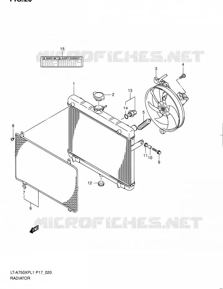 RADIATOR (LT-A750XPK9 P17) Suzuki QUAD 750 KINGQUAD 2011  LT-A750XP L1 (P17,P24)
