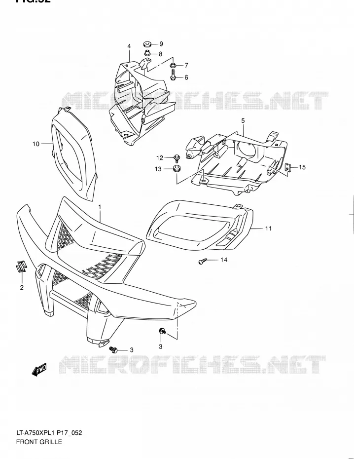 VOORBUMPER - KOPLAMPHUIS Suzuki QUAD 750 KINGQUAD 2011  LT-A750XP L1 (P17,P24)
