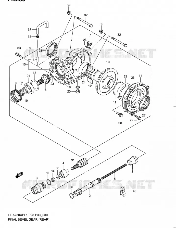 AANDRIJFAS (ARRIERE) Suzuki QUAD 750 KINGQUAD 2011  LT-A750XP L1/LT-A750XPZ L1 (P02,P28,P33)
