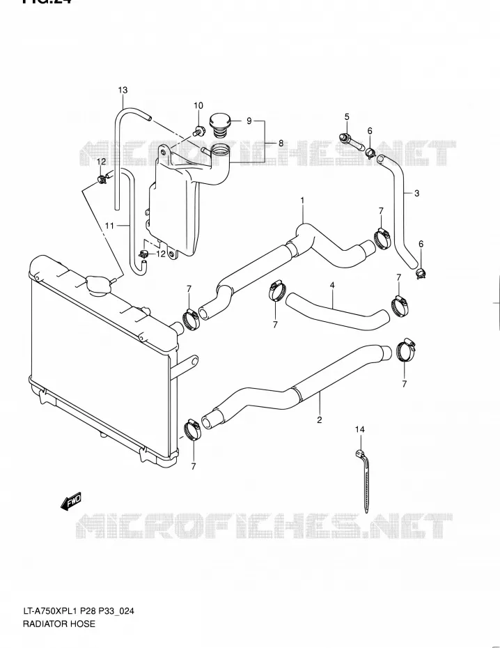 RADIATOR SLANG Suzuki QUAD 750 KINGQUAD 2011  LT-A750XP L1/LT-A750XPZ L1 (P02,P28,P33)