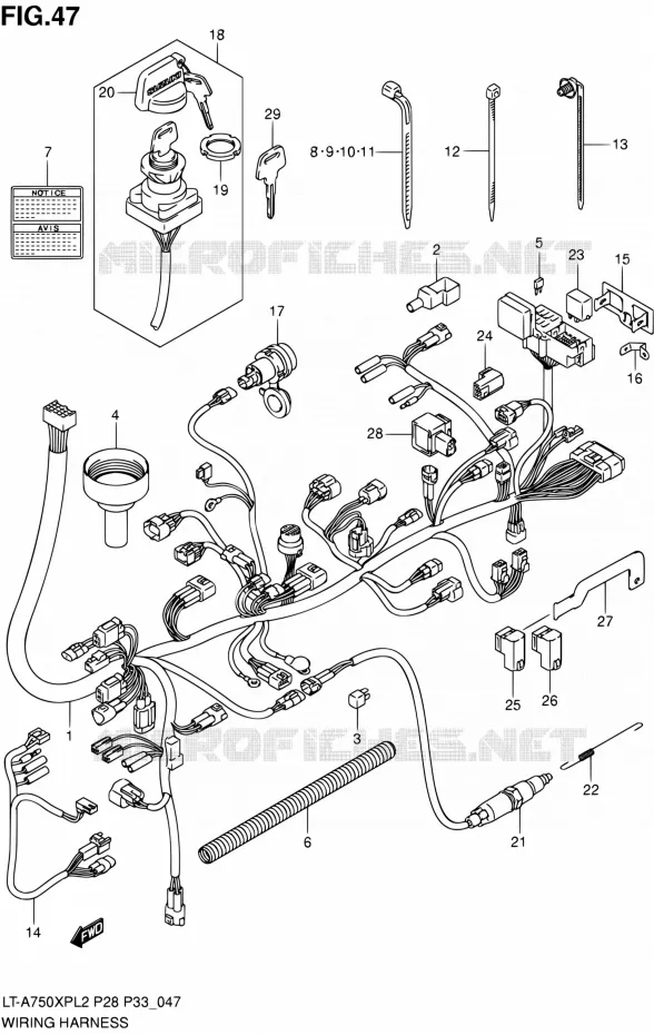 BEDRADING (LT-A750XPL2 P28) Suzuki QUAD 750 KINGQUAD 2012  LT-A750XP L2/LT-A750XPZ L2 (P03,P28,P33)