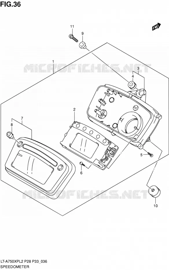 SNELHEIDSMETER (LT-A750XPL2 P33) Suzuki QUAD 750 KINGQUAD 2012  LT-A750XP L2/LT-A750XPZ L2 (P03,P28,P33)