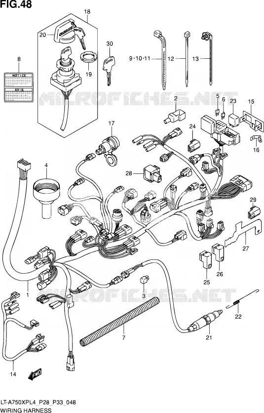 BEDRADING (LT-A750XPL4 P28) Suzuki QUAD 750 KINGQUAD 2014  LT-A750XP L4/LT-A750XPZ L4 (P03,P28,P33)