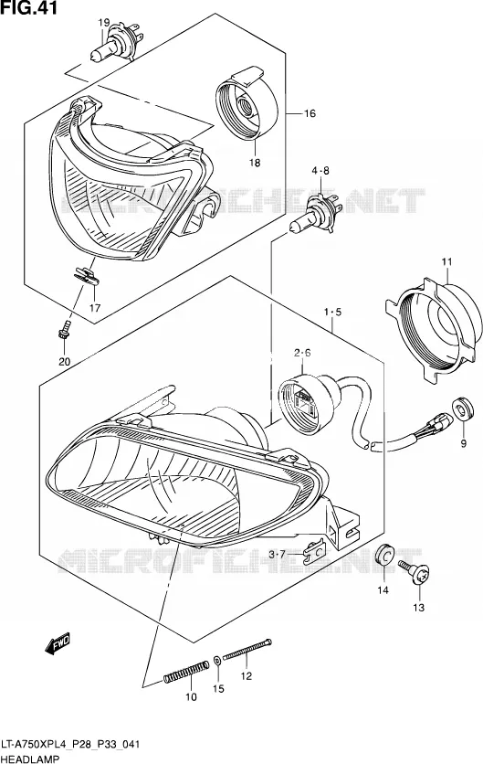 KOPLAMP (LT-A750XPL4 P33) Suzuki QUAD 750 KINGQUAD 2014  LT-A750XP L4/LT-A750XPZ L4 (P03,P28,P33)
