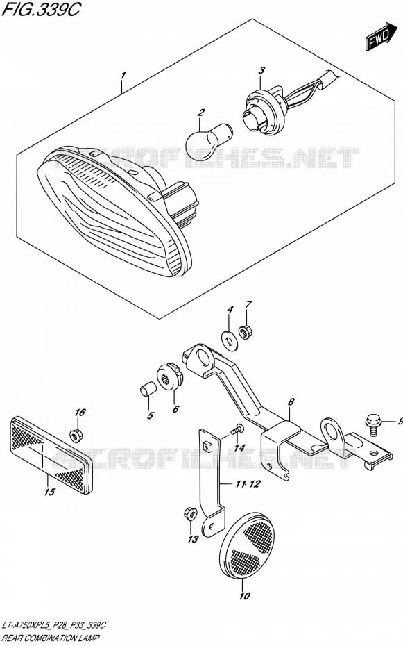 TAIL LIGHT ASSY (LT-A750XPZL5 P28) Suzuki QUAD 750 KINGQUAD 2015  LT-A750XP L5/LT-A750XPZ L5 (P03,P28,P33)