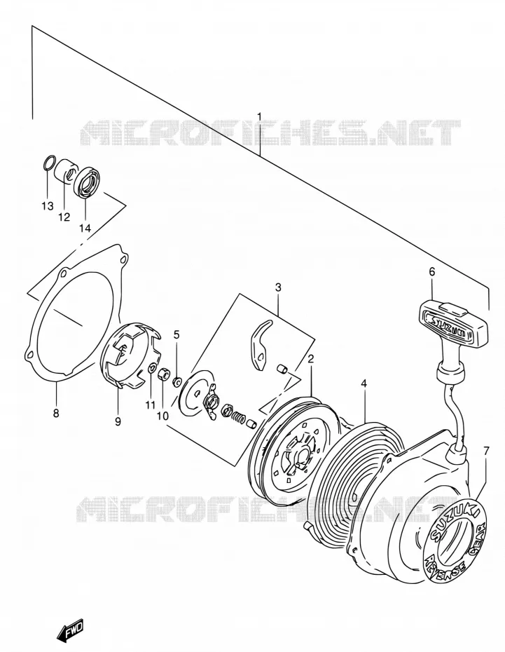 TERUGLOOPSTARTER (OPTIONNEL) Suzuki QUAD 160 OZARK 2003  LT-F160 K3 (P19,P24,P51)
