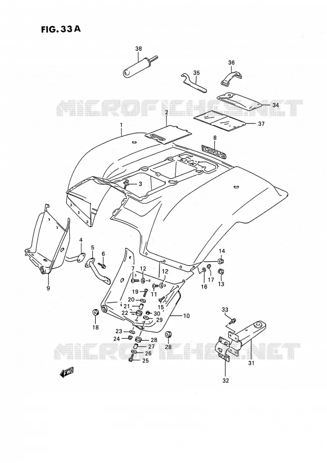 ACHTERSPATBORD (MODELE M/N/P/R/S/T) Suzuki QUAD 160 OZARK 1996  LT-F160 T (P02,P24)