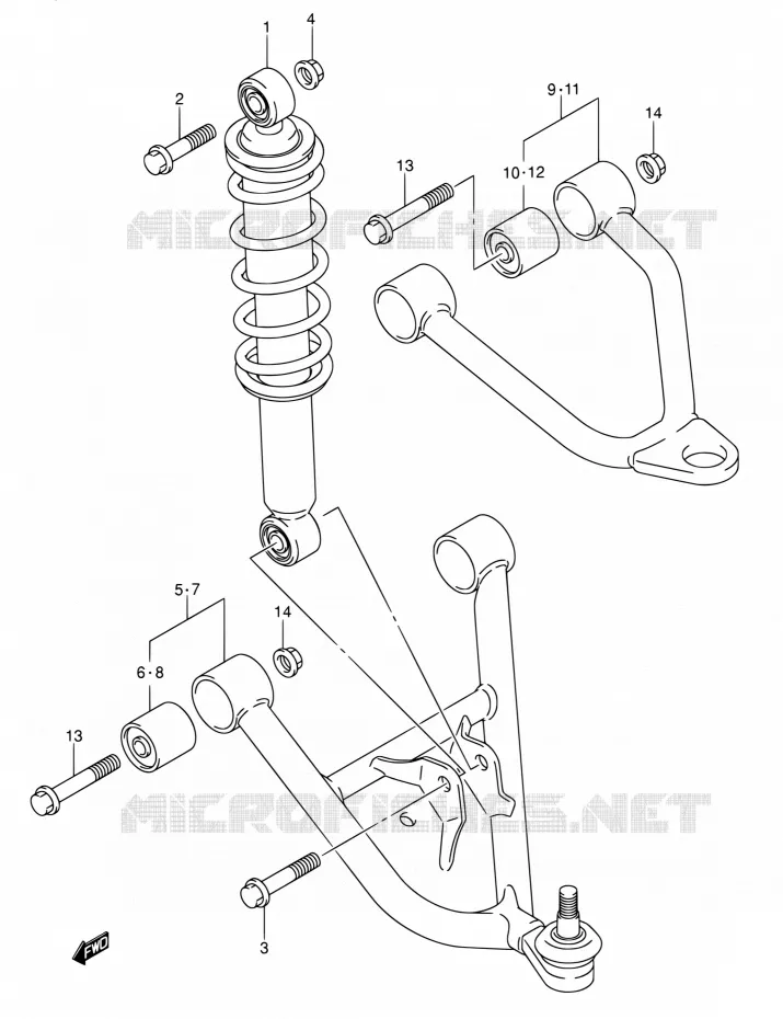 SCHOKDEMPER - VORKBEEN (MODELE K5/K6) Suzuki QUAD 250 OZARK 2006  LT-F250 K6 (E17,E24)