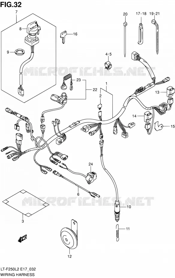 BEDRADING (LT-F250L2 E17) Suzuki QUAD 250 OZARK 2012  LT-F250 L2 (E17,E24)