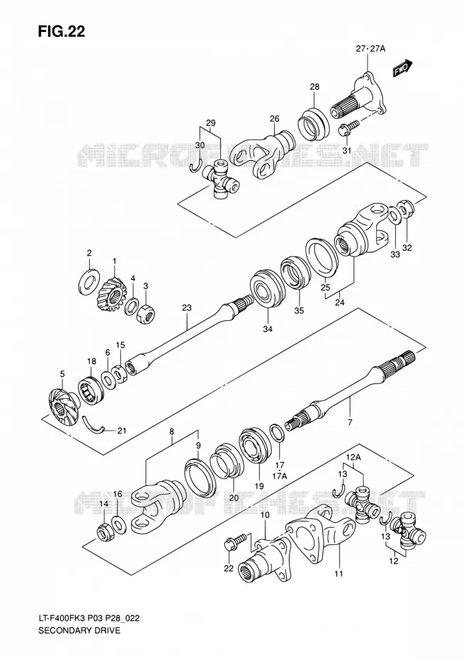 AANDRIJFAS Suzuki QUAD 400 EIGER 2007  LT-F400F K7 (P03,P28,P33)