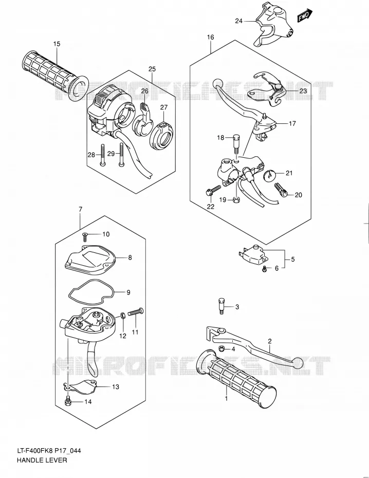 HANDGRIPS - LEVERS Suzuki QUAD 400 KINGQUAD 2010  LT-F400F L0 (P17,P24)