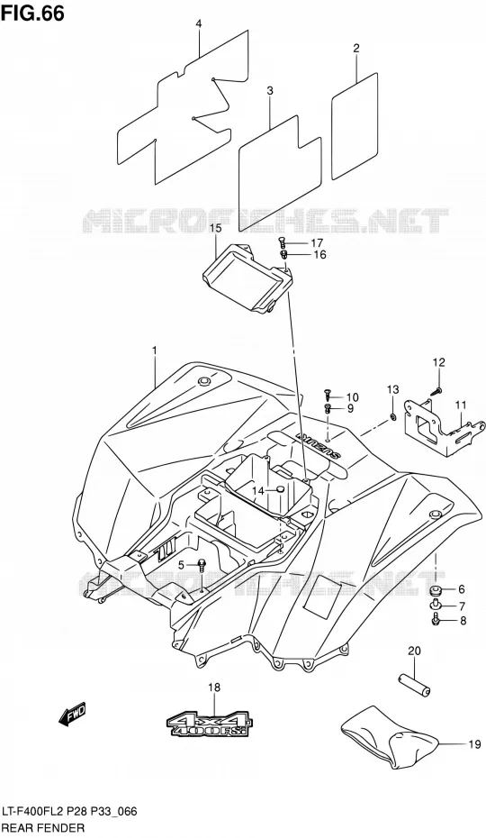 ACHTERSPATBORD (LT-F400FL2 P28) Suzuki QUAD 400 KINGQUAD 2012  LT-F400F L2/LT-F400FZ L2 (P03,P28,P33)